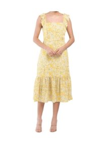 Image of sale on Ruffle Strap Floral Midi Dress