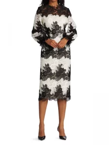 Image of sale on Floral Guipure Lace Long-Sleeve Sheath Dress