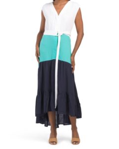 Image of sale on Linen Blend Color Block Dress