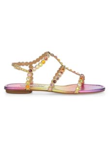 Image of sale on Tequila Ombré Swarovski Crystal-Embellished Leather Flat Sandals