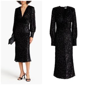 Image of sale on Aspen draped metallic devoré-velvet midi dress