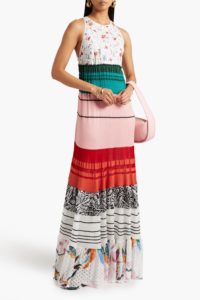 Image of sale on Tiered floral-design crochet-knit maxi dress
