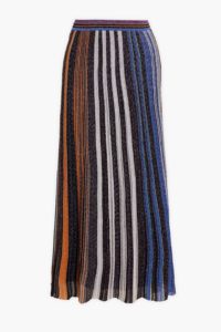 Image of sale on Metallic striped crochet-knit maxi skirt