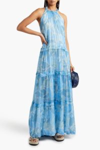 Image of sale on Tiered printed silk-chiffon maxi dress