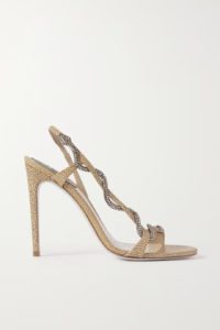 Image of sale on Crystal-embellished lizzard-effect leather slingback sandals