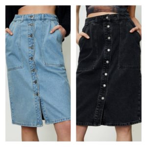 Image of sale on Button Down Denim Midi Skirt