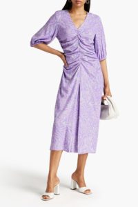 Image of sale on Ruched printed woven midi dress