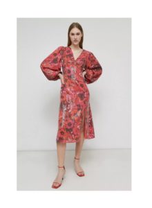 Image of sale on Warehouse Printed Sequin V Neck Midi Dress