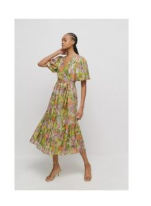 Image of sale on Warehouse Sparkle Jacquard Wrap Midi Dress