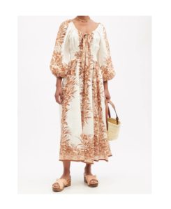 Image of sale on Moonshine floral-print linen-voile midi dress