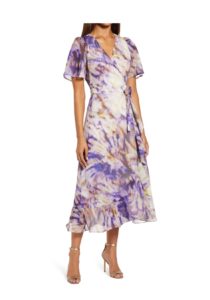 Image of sale on Tie Dye Faux Wrap Midi Dress