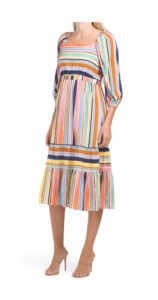 Image of sale on Three-quarter Sleeve Tiered Midi Dress
