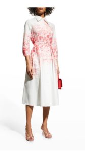 Image of sale on Botanical-Print Pleated Shirtdress
