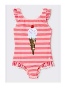 Image of sale on Girl’s Splash Striped Ice Cream One-Piece Swimsuit, Size 2-6