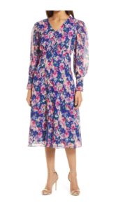 Image of sale on Floral Long Sleeve Midi Dress
