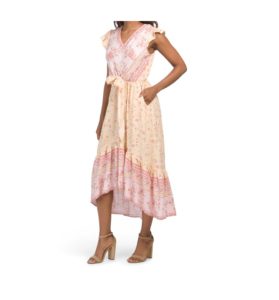 Image of sale on Border Print Tie Maxi Dress