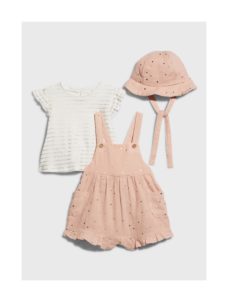 Image of sale on Girl’s Embellished Heart-Print 3-Piece Set, Size Newborn-12M