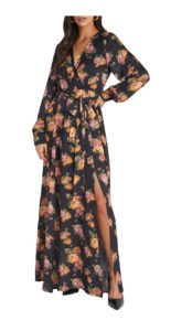 Image of sale on Floral Print Long Sleeve Maxi Dress