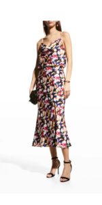 Image of sale on Printed Cowl-Neck Midi Slip Dress