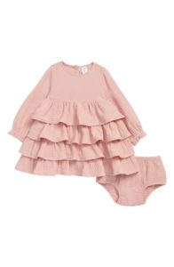 Image of sale on Tiered Ruffle Cotton Gauze Dress & Bloomers