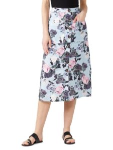 Image of sale on Garden Floral Linen Midi Skirt