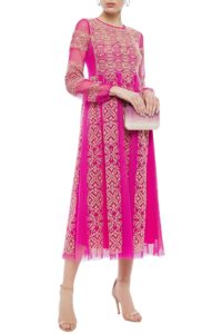 Image of sale on Gathered embroidered point d’esprit midi dress