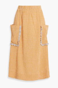 Image of sale on Mila gingham crinkled-gauze midi skirt