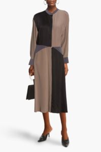 Image of sale on Amandine color-block washed-silk midi dress