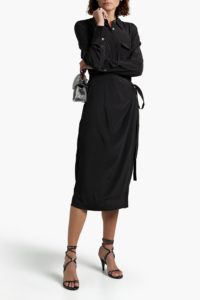 Image of sale on Quentell draped silk crepe de chine midi wrap dress