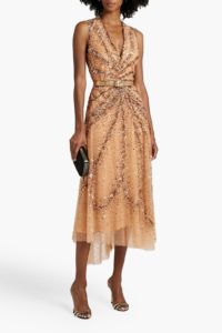 Image of sale on Belted sequined tulle midi dress