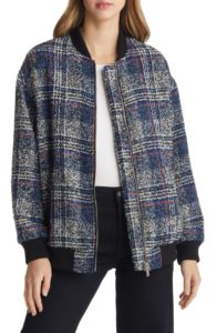 Image of sale on Plaid Tweed Bomber Jacket