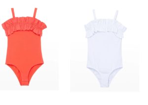 Image of sale on Girl’s flounce knit ruffle bodysuit, size 7-14