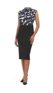 Image of sale on High Neck Shoulder Pleated Dress