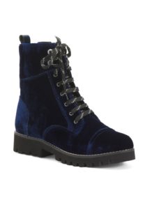 Image of sale on Velvet Lace Up Lug Boots