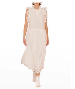 Image of sale on Corinne Floral Embroidered High Neck Midi Dress