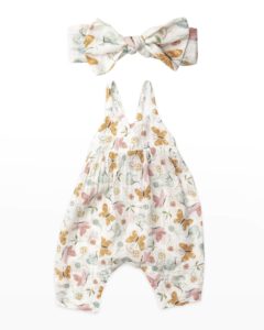 Image of sale on Girl’s Butterfly-Print Romper w/ Headband, Size 3-12m