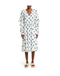 Image of sale on Long Sleeve V-Neck Flutter Sleeve Dress