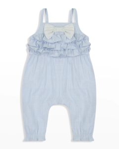 Image of sale on Girl’s Bow Ruffled Woven Coverall, Size 3M-24M