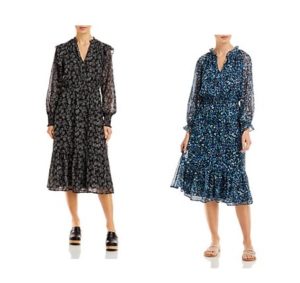 Image of sale on PRINTED LONG SLEEVE MIDI DRESS