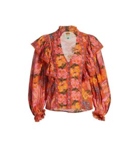 Image of sale on Red Spring Bananas Ruffle Blouse