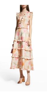 Image of sale on Hibiscus Printed Ruffle-Trim Dress