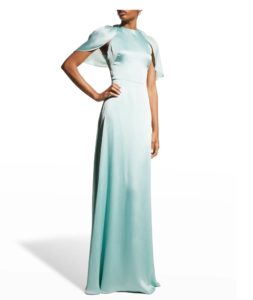 Image of sale on Plisse Chiffon Capelet Gown