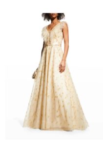 Image of sale on Ostrich Feather-Embellished A-Line Gown