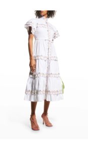 Image of sale on Malik Embroidered Button-Front Midi Dress