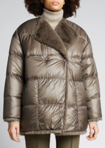 Image of sale on Lema Reversible Down and Faux Fur Jacket