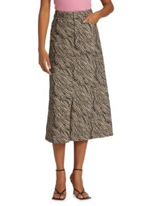 Image of sale on Drewigz Zebra-Print Denim Midi-Skirt
