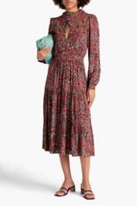 Image of sale on Eleonor gathered printed georgette midi dress