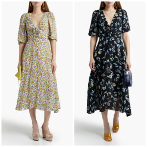 Image of sale on Danielle lace-up ruched floral-print crepe midi dress