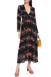 Image of sale on Floral-print silk crepe de chine midi dress