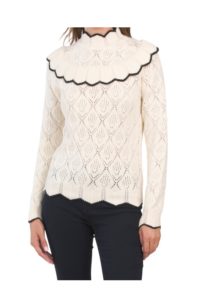 Image of sale on Scallop Trim Oversized Collar Sweater